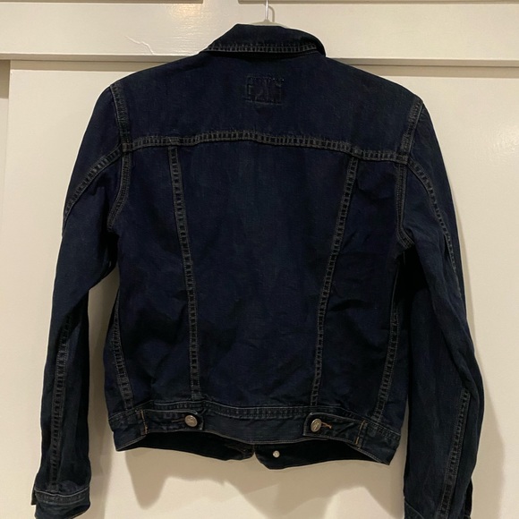 100% Cotton Vintage Calvin Klein Denim Jacket Dark Navy Blue Stitch Size Small - Picture 9 of 10